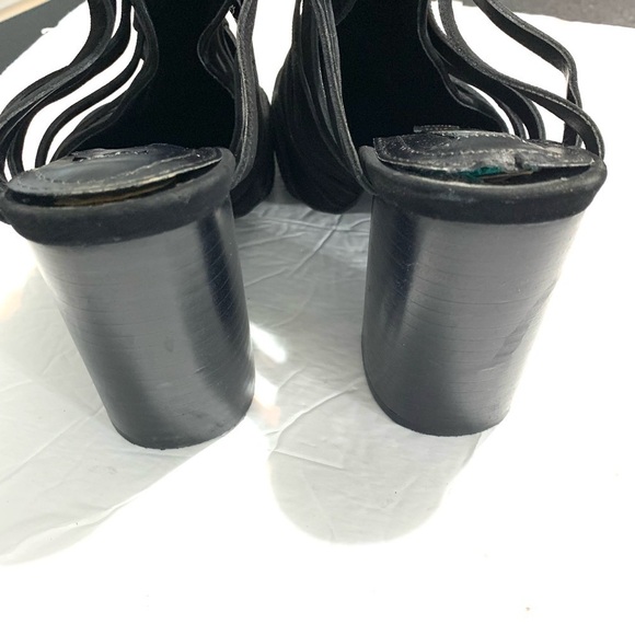 Steven By Steve Madden Nikki Strappy Black Leather Mule Heel Sandals size 9.5 - Picture 4 of 9